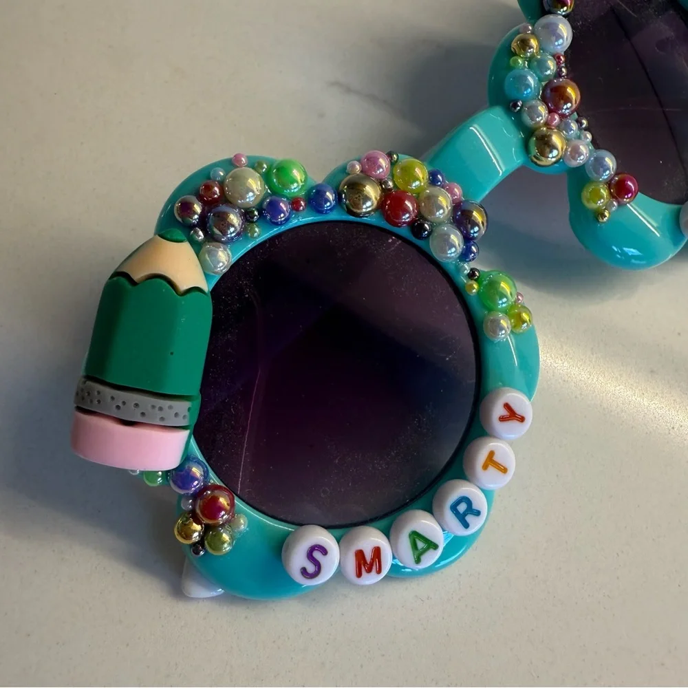 Turquoise Beaded 'Smarty Pants' Novelty Sunglasses